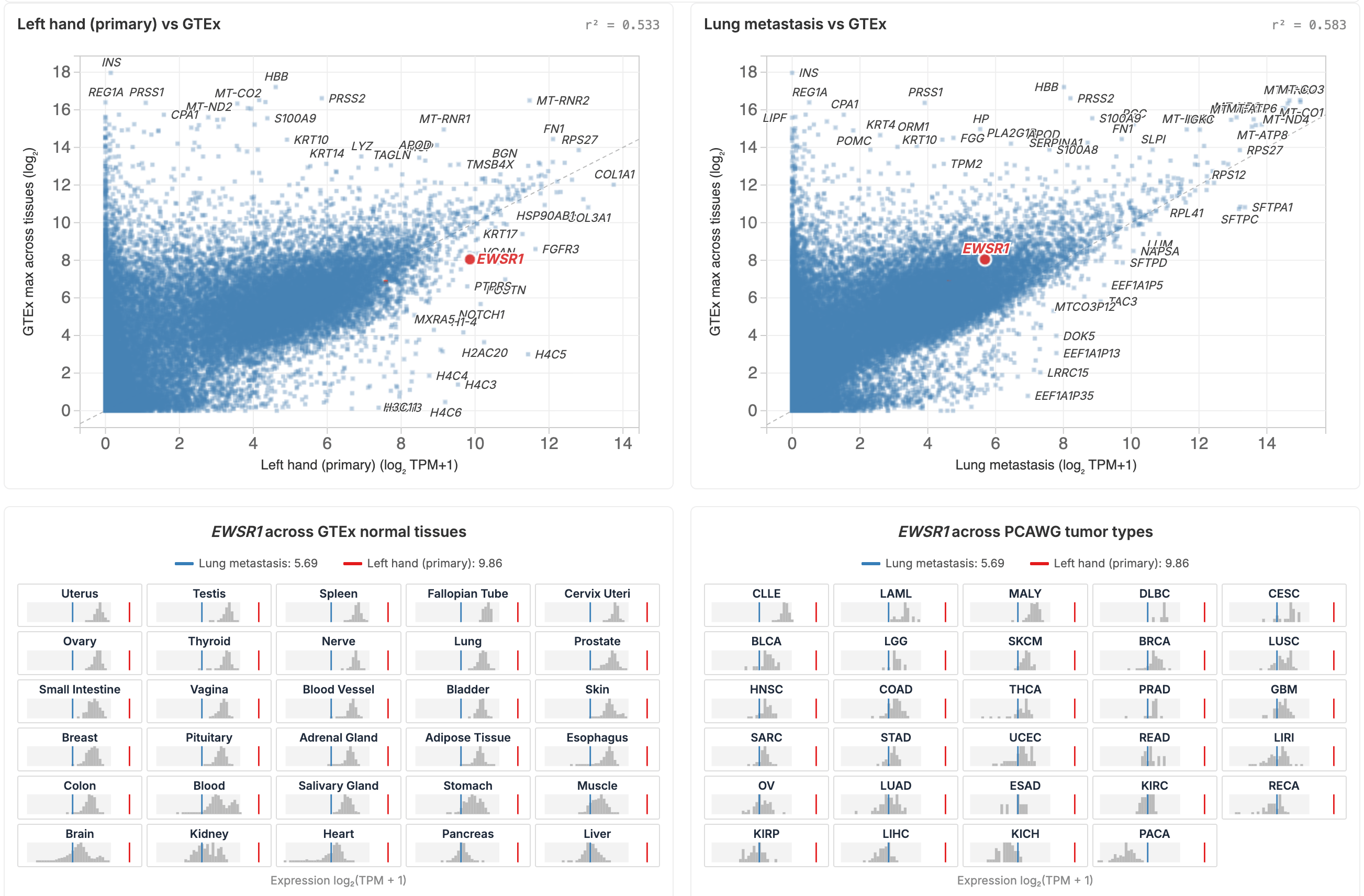 Expression vs GTEx preview